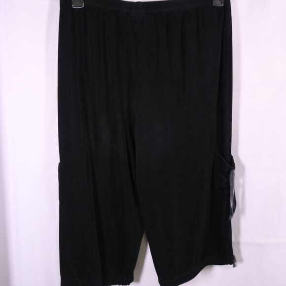 Chicos Travelers 3 Womens 16 Black Indiya Capri Pants Drawstring Hem High Rise - Picture 2 of 7